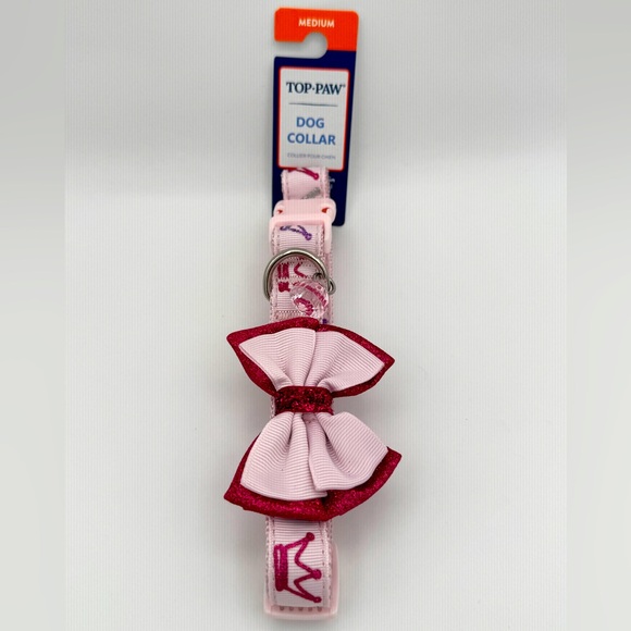 Top Paw Dog Collar, Bow with Charm, Size Medium - Picture 1 of 4